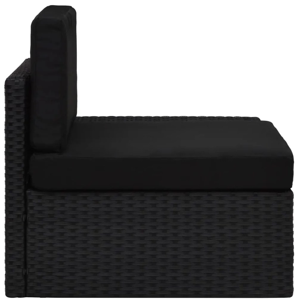 vidaXL Καναπές Γωνιακός Τμηματ. Μαύρος Συνθ. Ρατάν με Αριστερό Μπράτσο