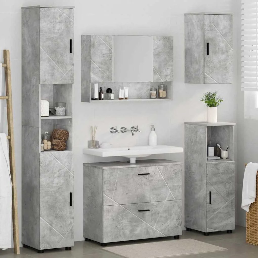 vidaXL Σετ Επίπλων Μπάνιου 5 pcs Γκρι σκυροδέματος 30 x 35 x 192 εκ.