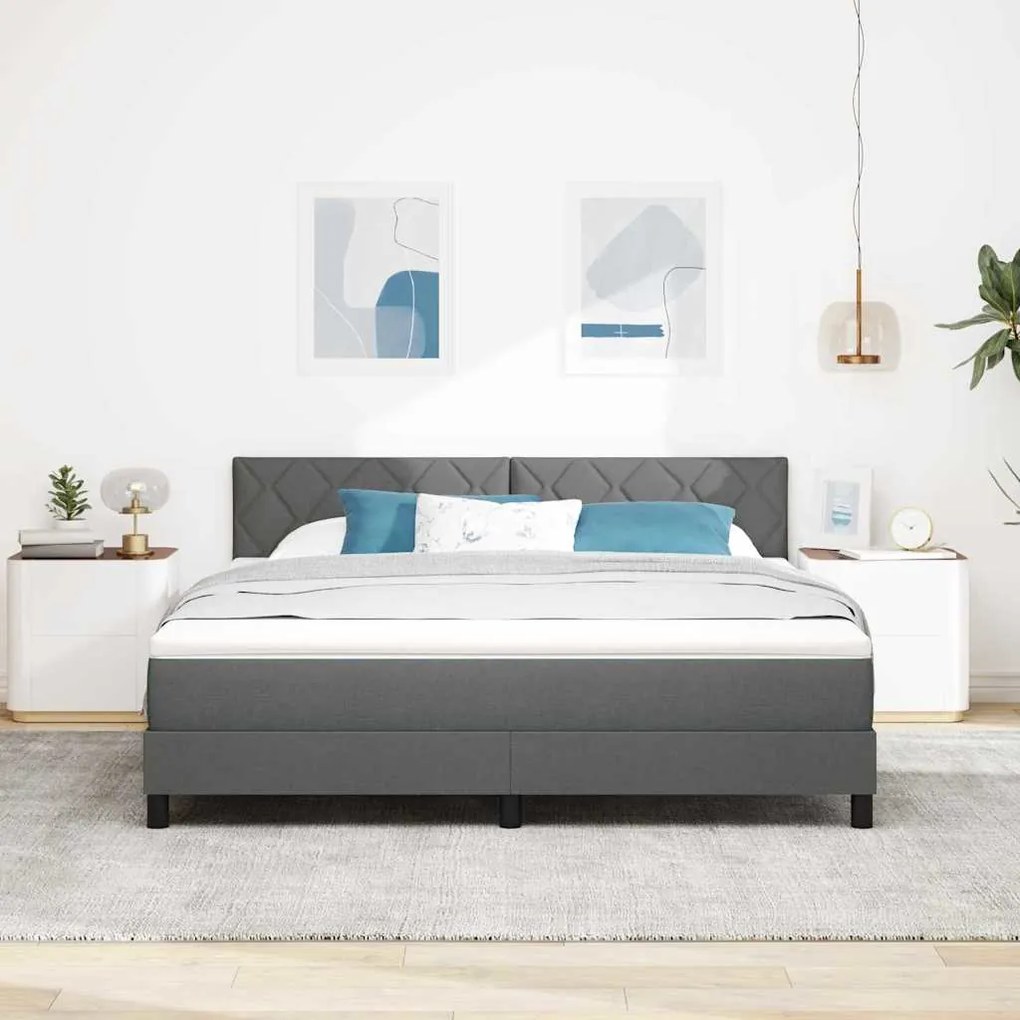 vidaXL Κρεβάτι box spring με στρώμα Σκούρο Γκρι 180 x 200 cm ύφασμα