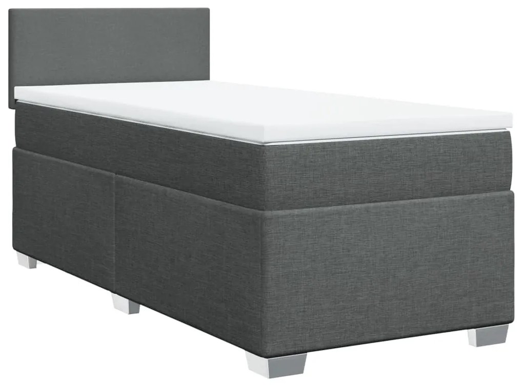 vidaXL Κρεβάτι Boxspring με Στρώμα Σκούρο Γκρι 90x200 εκ. Υφασμάτινο