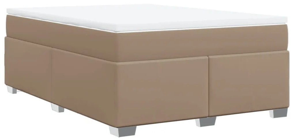 Κρεβάτι Boxspring με Στρώμα Καπουτσίνο 140x190εκ.από Συνθ.Δέρμα - Καφέ