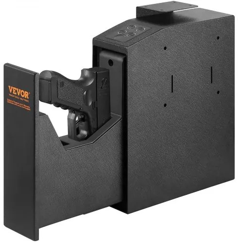 VEVOR Mounted Gun Safe for Pistols, Biometric Gun Safe with Three Quick Access Ways of Fingerprints, Passwords and Keys, Handgun Safe for 1 Pistol for Home, Bedside, Nightstand, Wall