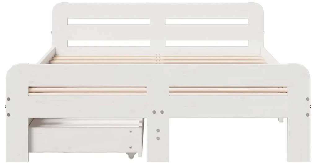 vidaXL Σκελετός Κρεβ. Χωρίς Στρώμα Λευκό 135x190 εκ Μασίφ Πεύκο