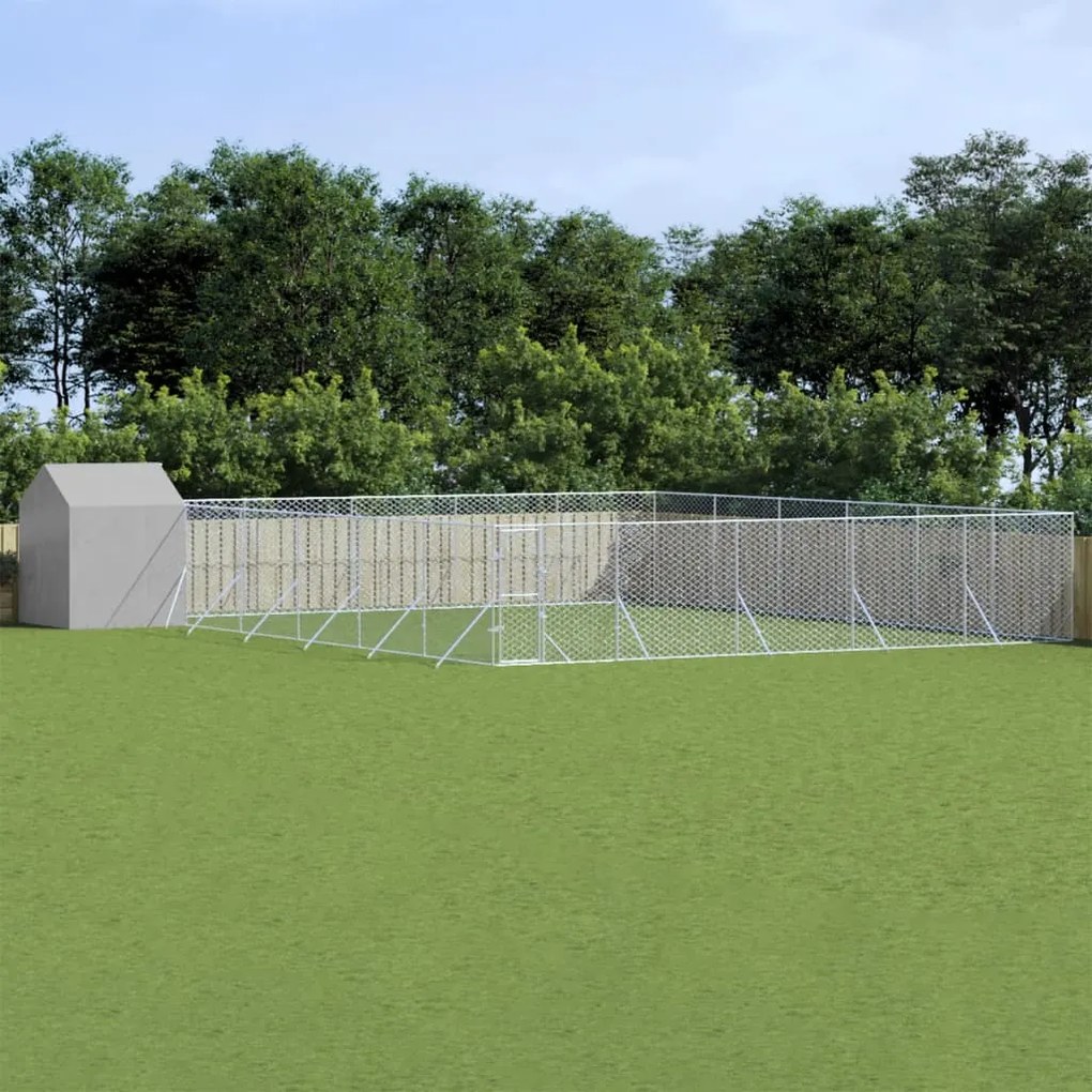 Κλουβί Σκύλου Εξ. Χώρου με Οροφή Ασημί 12x12x2,5 μ Γαλβ. Ατσάλι