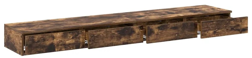 vidaXL Συρτάρια κρεβατιού Καπνιστή δρυς 180 x 36.5 x 16.5 εκ