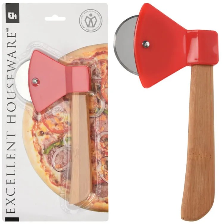 Κόπτης πίτσας Excellent Houseware με λαβή από μπαμπού