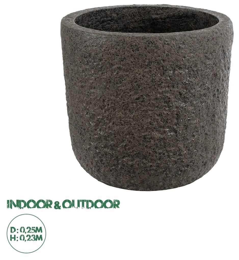 GloboStar® Artificial Garden LUCCA 20755 Επιδαπέδιο Πολυεστερικό Τσιμεντένιο Κασπώ Γλάστρα - Flower Pot Καφέ Φ25 x Υ23cm