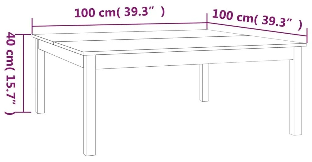 Τραπεζάκι Σαλονιού Καφέ Μελί 100x100x40 εκ. Μασίφ Ξύλο Πεύκου - Καφέ