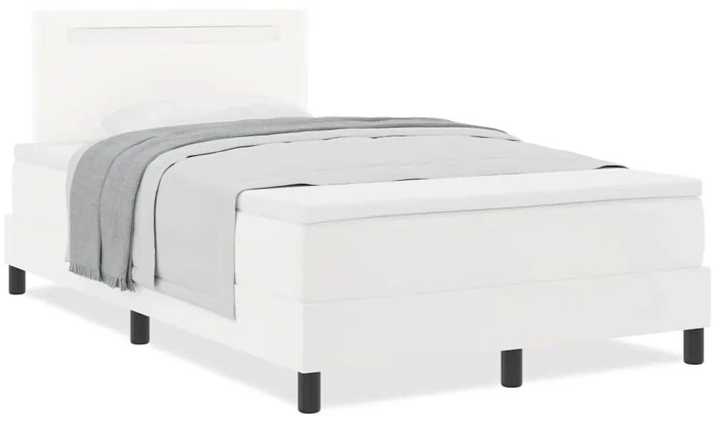 vidaXL Κρεβάτι με ελατήρια με στρώμα Λευκό 120 x 200 cm Τεχνητό δέρμα