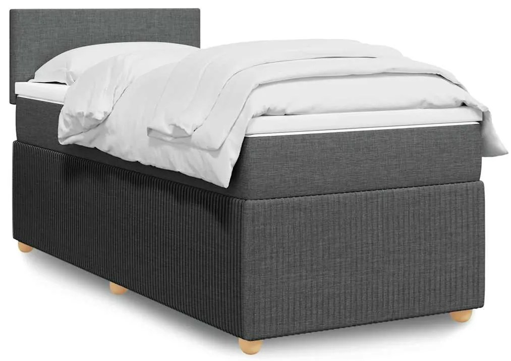 vidaXL Κρεβάτι Boxspring με Στρώμα Σκούρο Γκρι 80x200 εκ. Υφασμάτινο