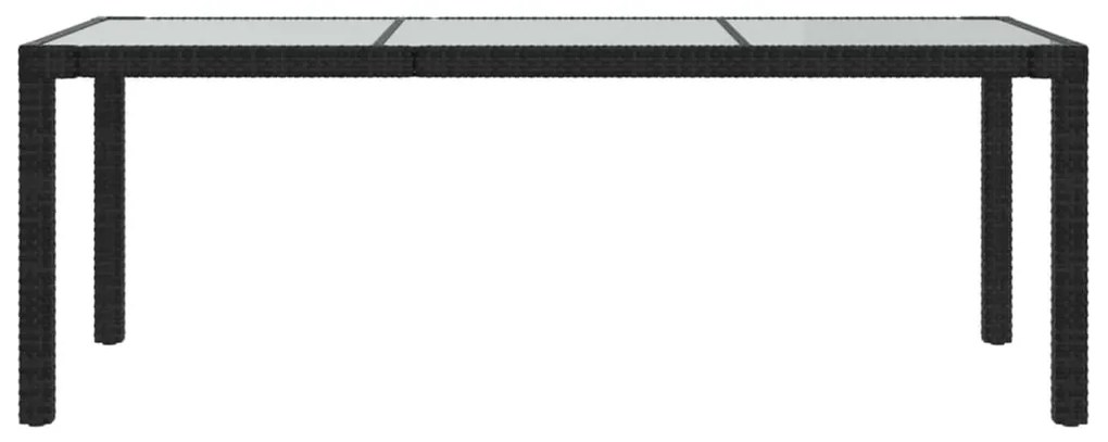 vidaXL Τραπέζι Κήπου Μαύρο 190x90x75 εκ. Ψημένο Γυαλί/Συνθετικό Ρατάν