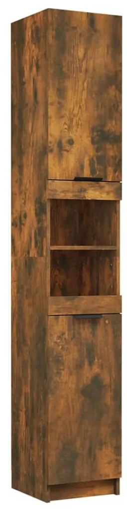vidaXL Ντουλάπι Μπάνιου Καπνιστή Δρυς 32x34x188,5 εκ. Επεξεργ. Ξύλο