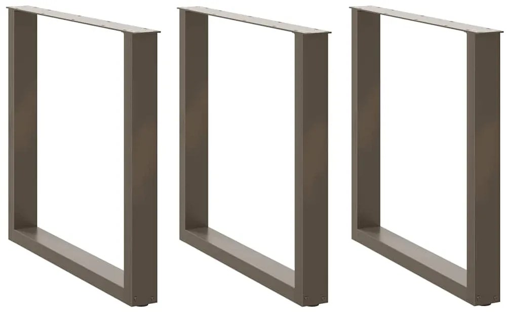 Πόδια Τραπεζαρίας σε Σχήμα U 3 τεμ. από Φυσικό Ατσάλι 80x(72-73) εκ. Ατσάλι