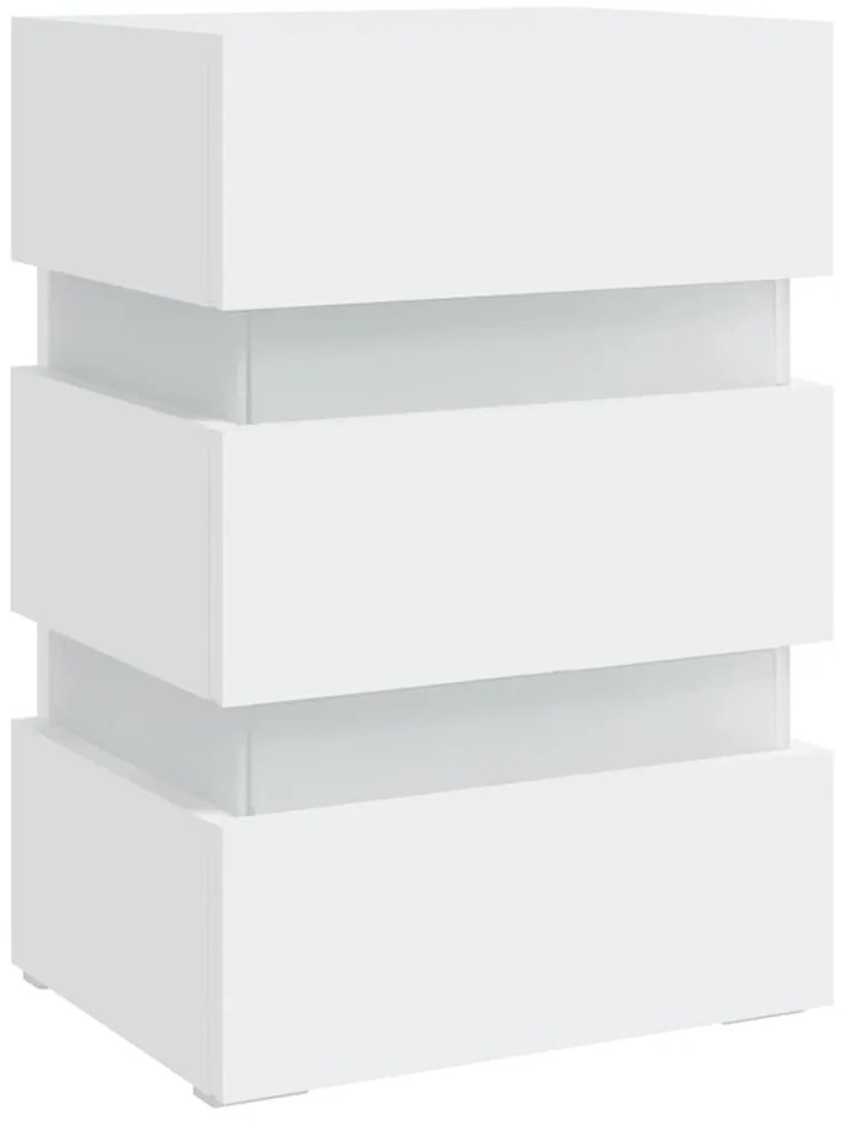 vidaXL Κομοδίνο με LED Λευκό 45 x 35 x 67 εκ. από Επεξεργασμένο Ξύλο