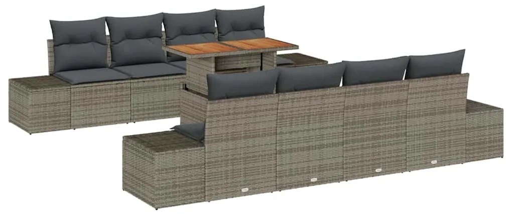 vidaXL Σέτ φαγητού για κήπο 9 pcs Γκρι, Καφέ 100 x 55 x 73 εκ