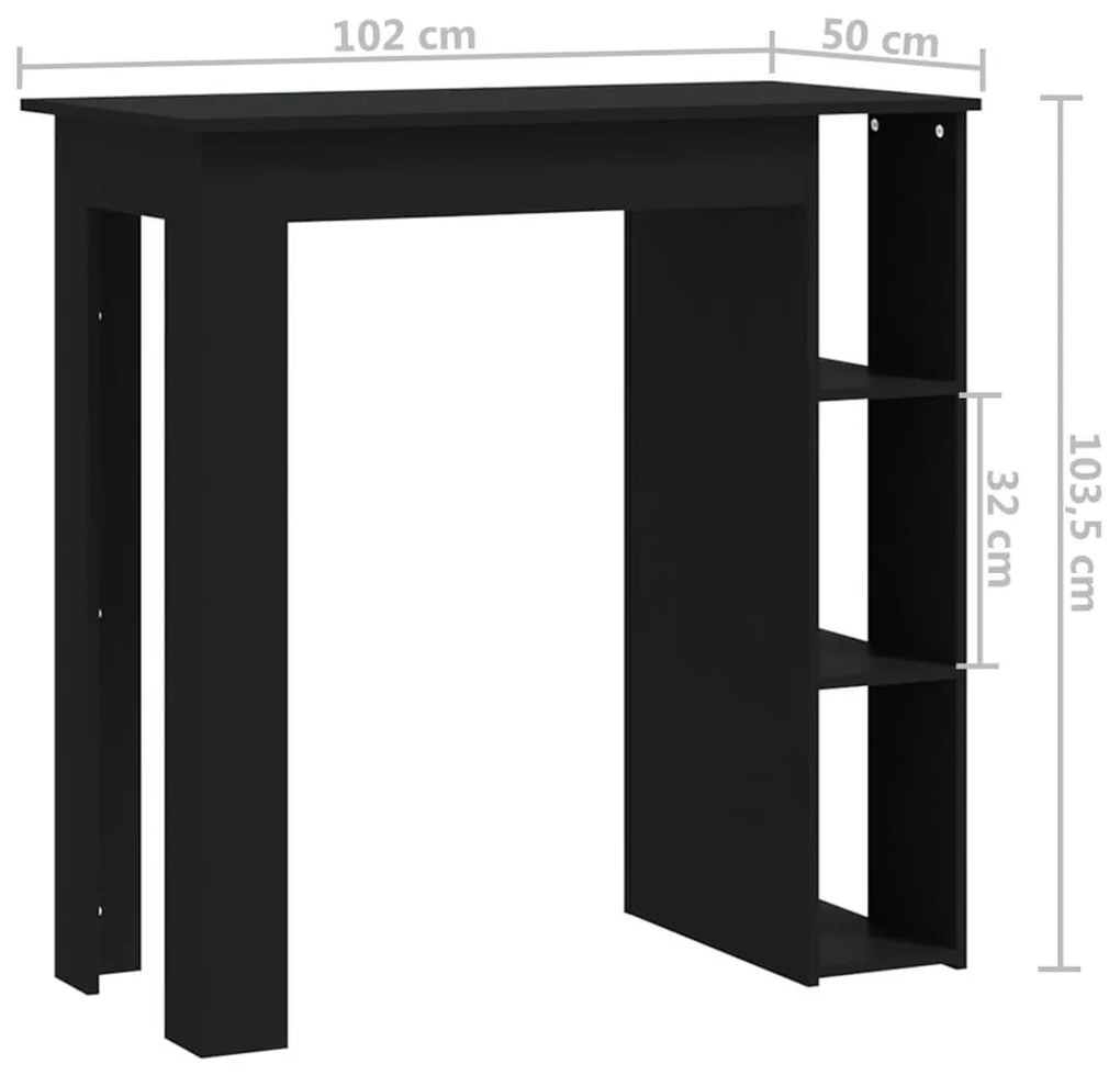 Τραπέζι Κονσόλα με Ράφι Μαύρο 102x50x103,5εκ. Επεξεργ. Ξύλο - Μαύρο