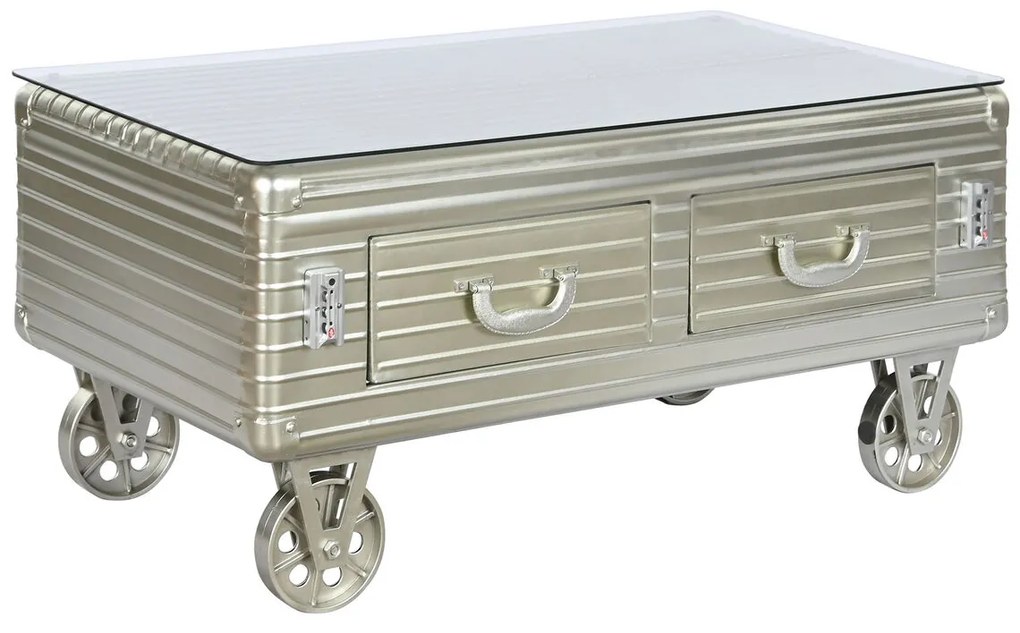 Τραπεζάκι Καφέ Home ESPRIT Μέταλλο Κρυστάλλινο 100 x 52 x 46 cm