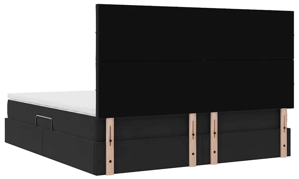 vidaXL Κρεβάτι με αποθηκευτικό χώρο και LED Μαύρο 180 x 200 cm Βελούδο
