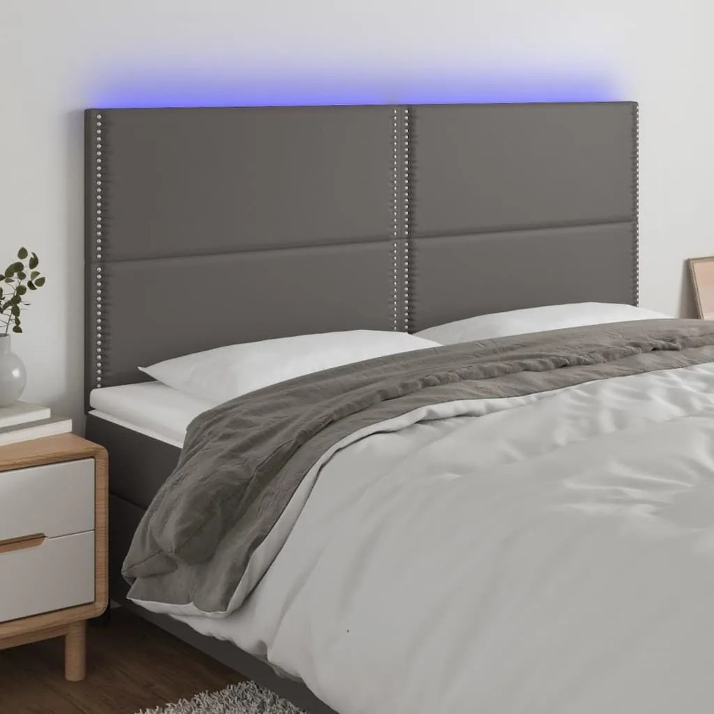 Κεφαλάρι Κρεβατιού LED Γκρι 160x5x118/128 εκ - Γκρι