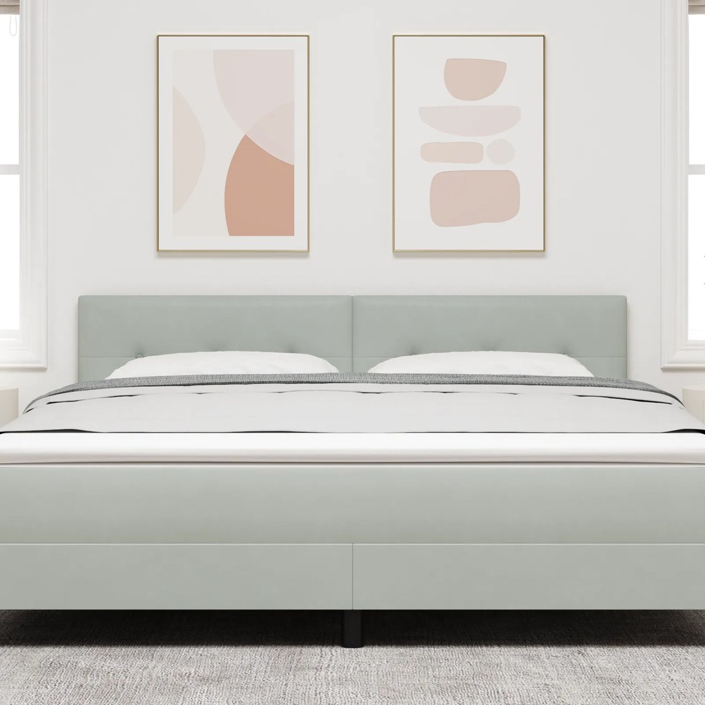 vidaXL LED Κεφαλάρι Button Tufted Ανοιχτό Γκρι 180 εκ Βελούδο