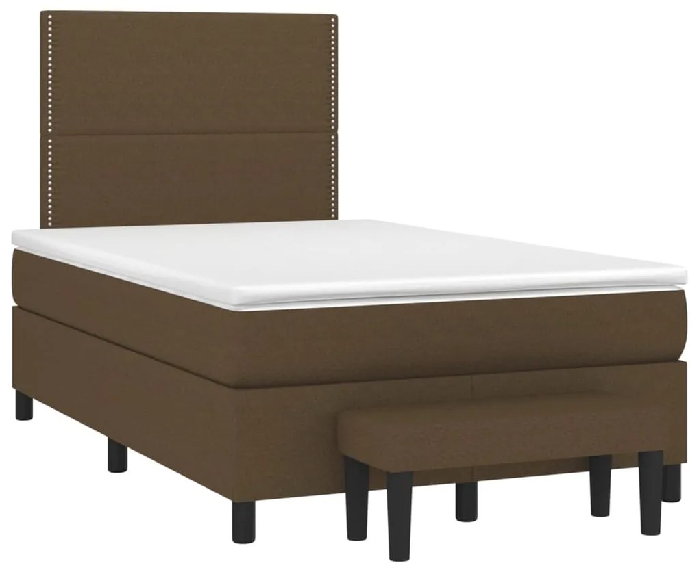 vidaXL Κρεβάτι Boxspring με Στρώμα Σκούρο Καφέ 120x200 εκ. Υφασμάτινο