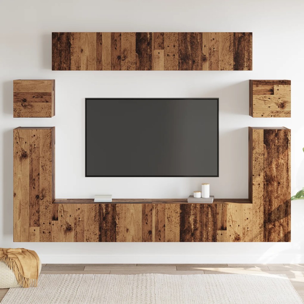 vidaXL Σετ επίπλου τηλεόρασης 8 pcs Καφέ 30.5 x 30 x 90 cm