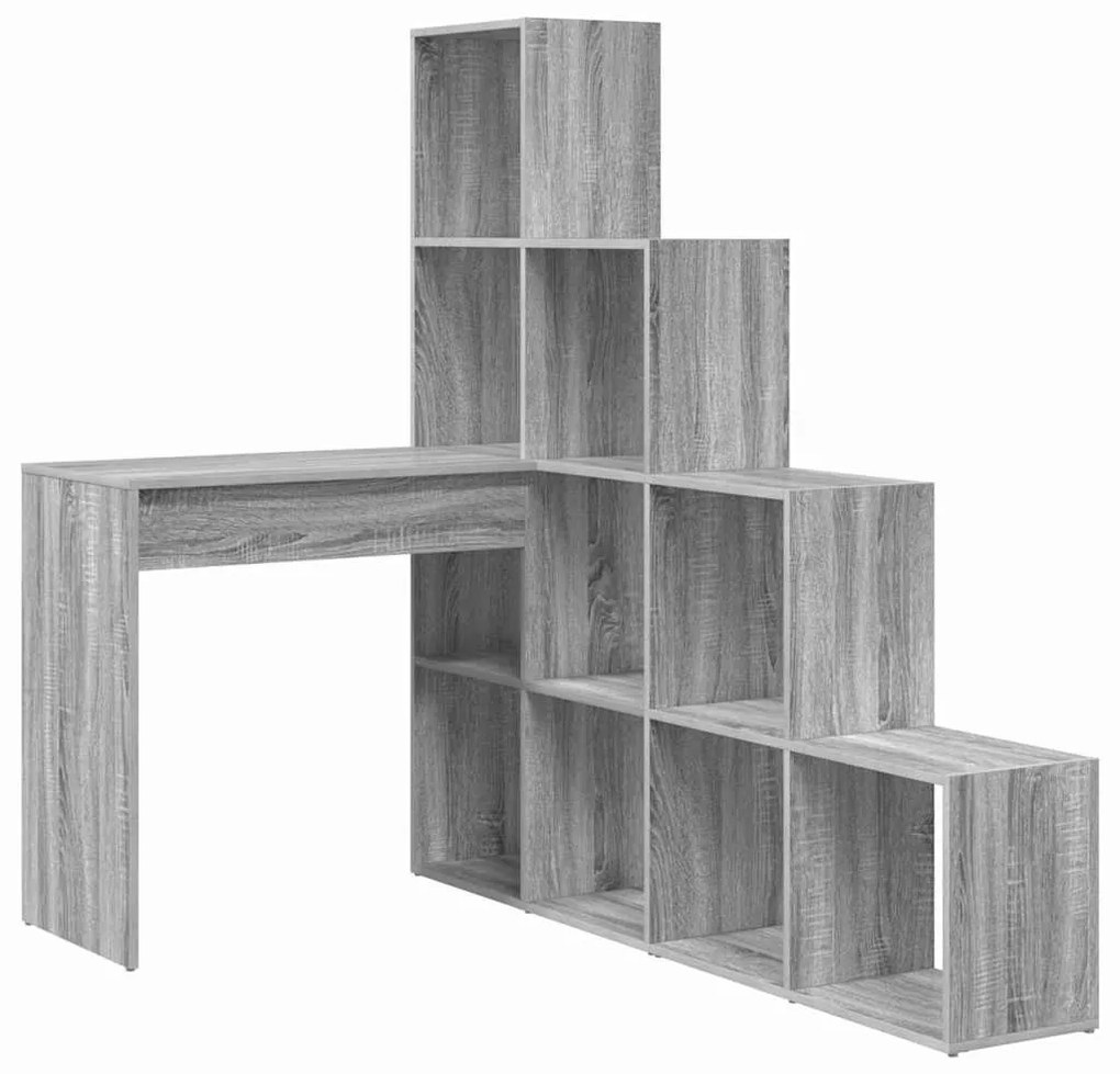 vidaXL Γωνιακό γραφείο με ράφι Γκρι sonoma 101.5 x 149.5 x 149.5 εκ.