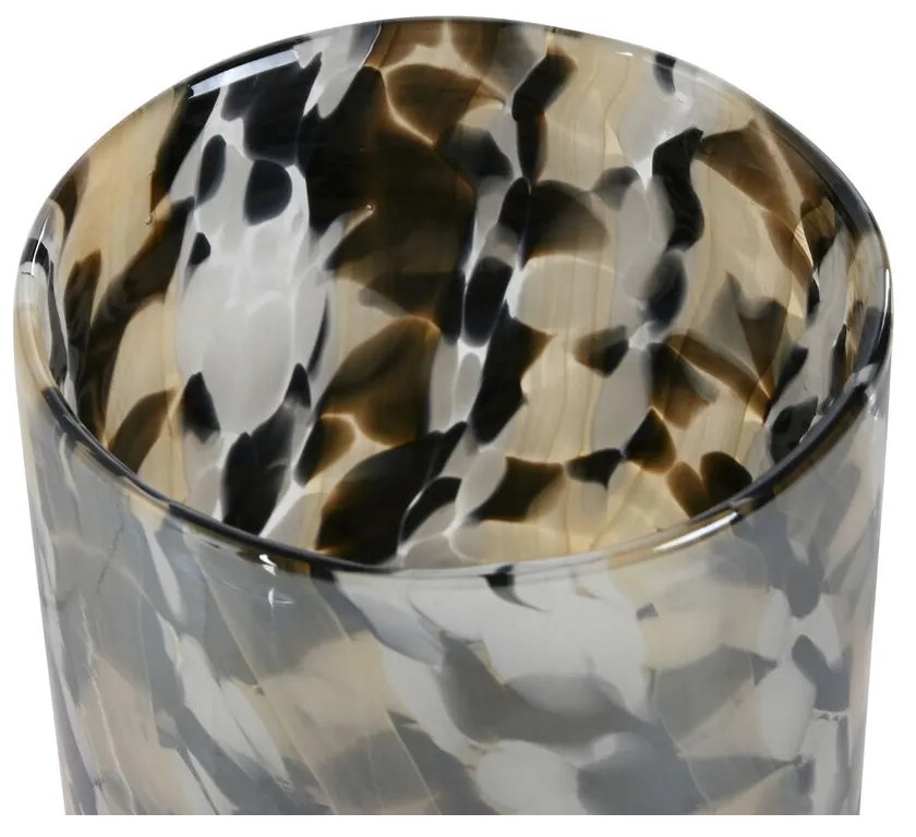 Κηροπήγιο Home ESPRIT Μαύρο Κρεμ Κρυστάλλινο 12 x 12 x 11,5 cm