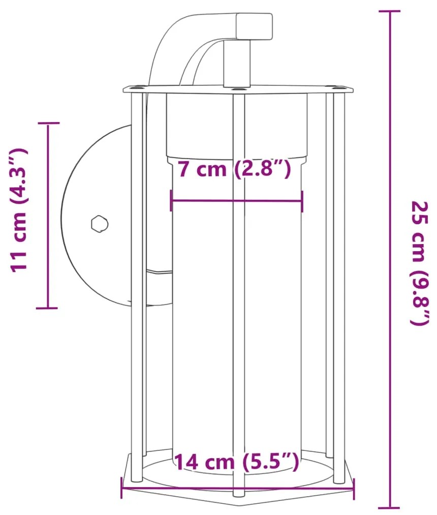 vidaXL Φωτιστικό Τοίχου Εξωτερικού Χώρου Μαύρο από Ανοξείδωτο Ατσάλι