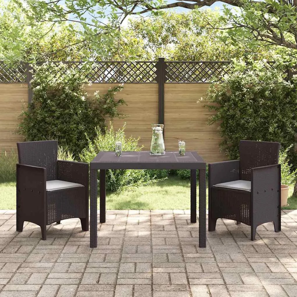 vidaXL Σέτ φαγητού για κήπο 3 pcs Καφέ Rattan Polt