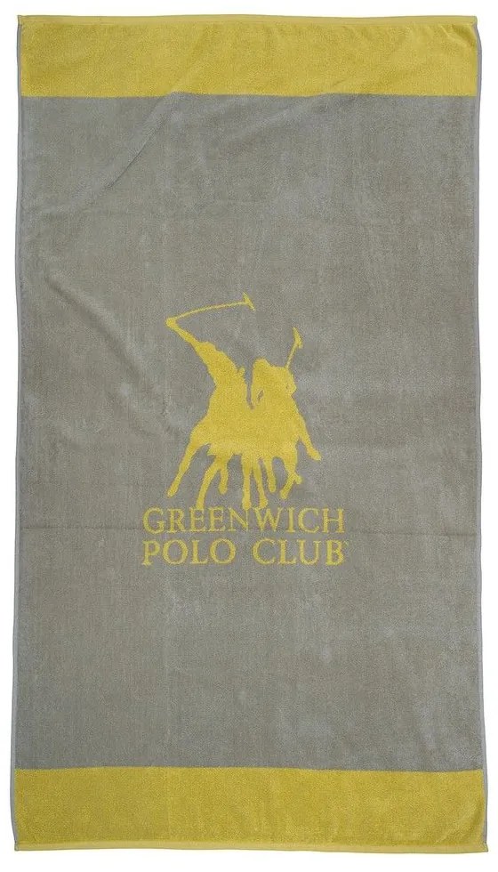 Πετσέτα Θαλάσσης 3889 Grey-Yellow Greenwich Polo Club Θαλάσσης 90x170cm 100% Βαμβάκι