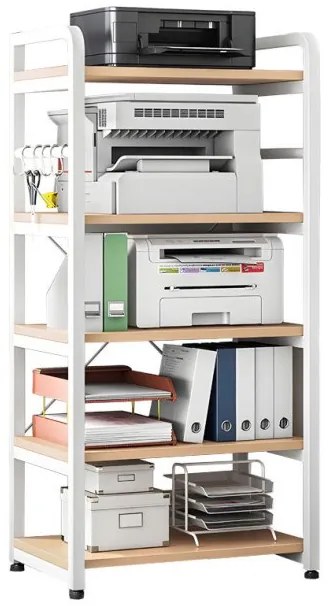 Ραφιέρα Επιδαπέδια Lito Μέταλλο Λευκό-Φυσικό 60x40x140εκ 072-000071 Pakoworld-072-000071-Λευκό 072-000071