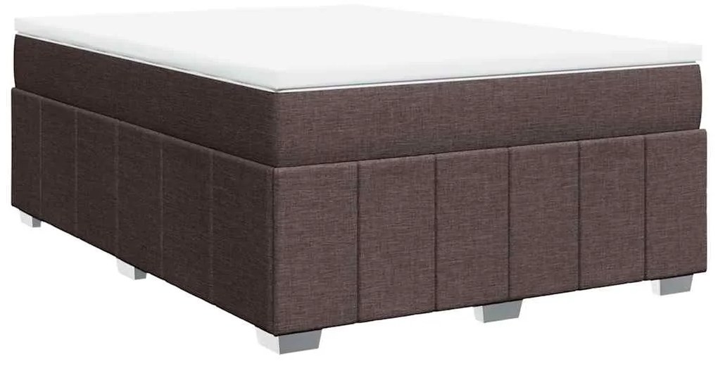 vidaXL Κρεβάτι Boxspring με Στρώμα Σκούρο Καφέ 140x190 εκ. Υφασμάτινο