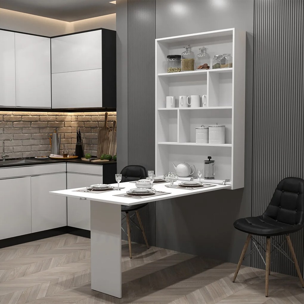 Τραπέζι Hartford 428, Άσπρο, 73x80x130cm, 39 kg, Πλαστικοποιημένη μοριοσανίδα | Epipla1.gr
