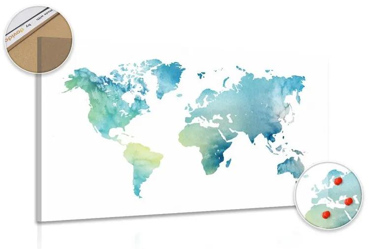 Εικόνα στον παγκόσμιο χάρτη φελλού σε σχέδιο ακουαρέλας - 90x60  smiley