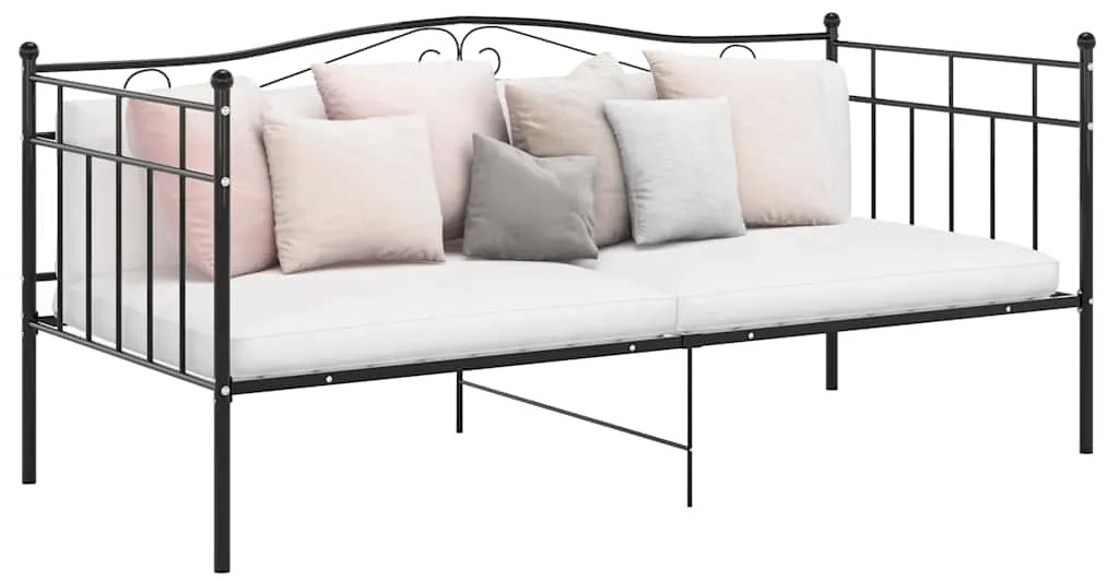 vidaXL Πλαίσιο για Καναπέ - Κρεβάτι Μαύρο 90 x 200 εκ. Μεταλλικό