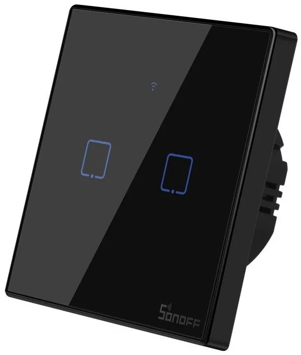 SONOFF smart διακόπτης ΤΧ-T3EU2C, αφής, Wi-Fi, διπλός, μαύρος
