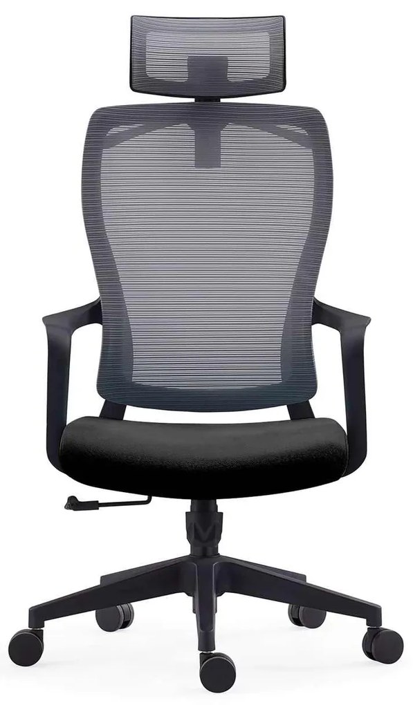 BF3850 Πολυθρόνα Γραφείου Διευθυντή, Mesh Γκρι, Ύφασμα Μαύρο