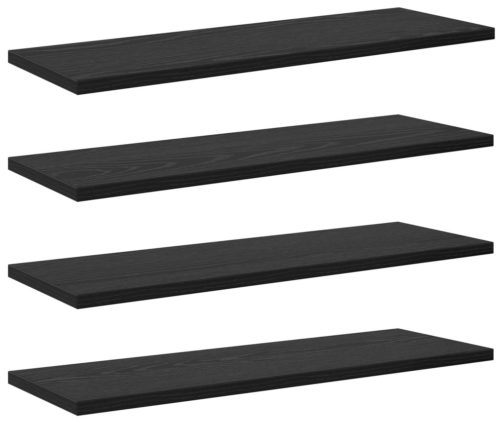 vidaXL Μαύρο Βιβλιοθήκη - Σετ 4 κομματιών, 60x20x1.5 εκ., Φτιαγμένο από Μηχανική Ξυλεία
