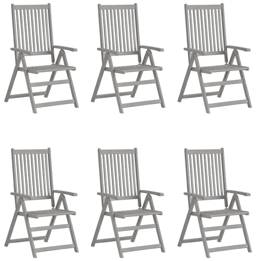 3065518 vidaXL Καρέκλες Κήπου Ανακλινόμενες 6 τεμ. Γκρι από Μασίφ Ξύλο Ακακίας Γκρι, 1 Τεμάχιο