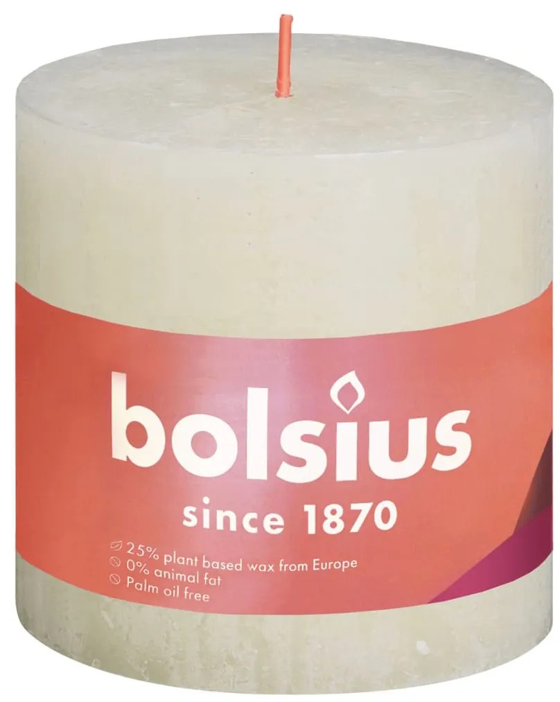Bolsius Κεριά Κύλινδρος Ρουστίκ Shine 3 τεμ. Ελαφρύ Περλέ 100 x 100 χιλ
