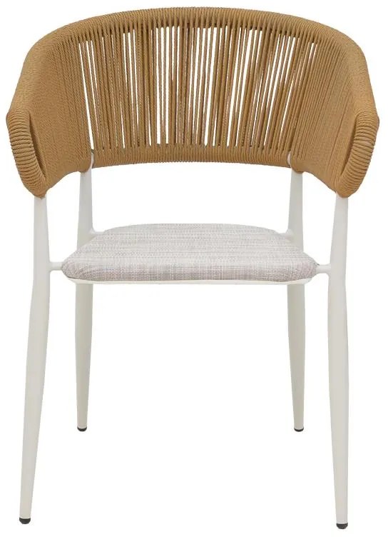 Καρέκλα - Πολυθρόνα αλουμινίου Raven στοιβαζόμενη λευκός σκελετός-φυσικό textilene-rattan 57x62x78 εκ. 57x62x78 εκ.