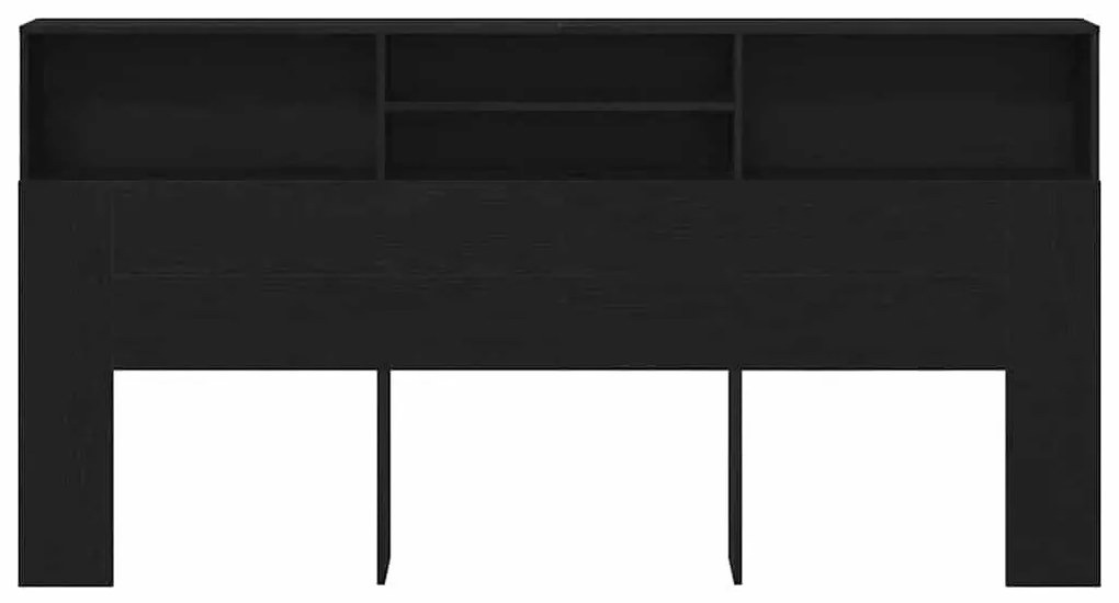 vidaXL Κρεβάτι με Κεφαλάρι με ράφι Μαύρη δρυς 200 x 19 x 103.5 cm