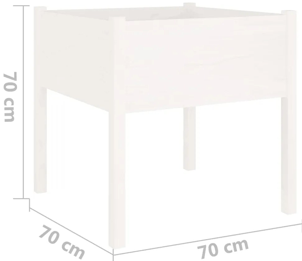vidaXL Ζαρντινιέρα Λευκή 70 x 70 x 70 εκ. από Μασίφ Ξύλο Πεύκου