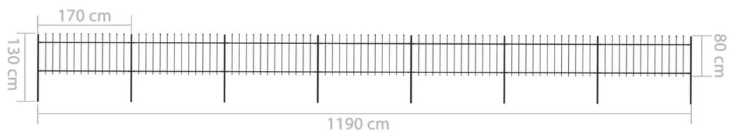 vidaXL Κάγκελα Περίφραξης με Λόγχες Μαύρα 11,9 x 0,8 μ. από Χάλυβα