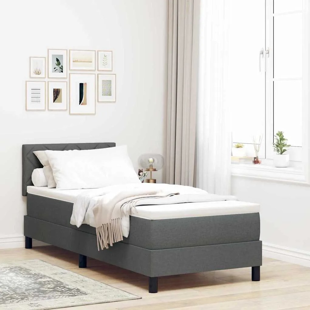 vidaXL Κρεβάτι box spring με στρώμα Σκούρο γκρι 80 x 200 cm ύφασμα