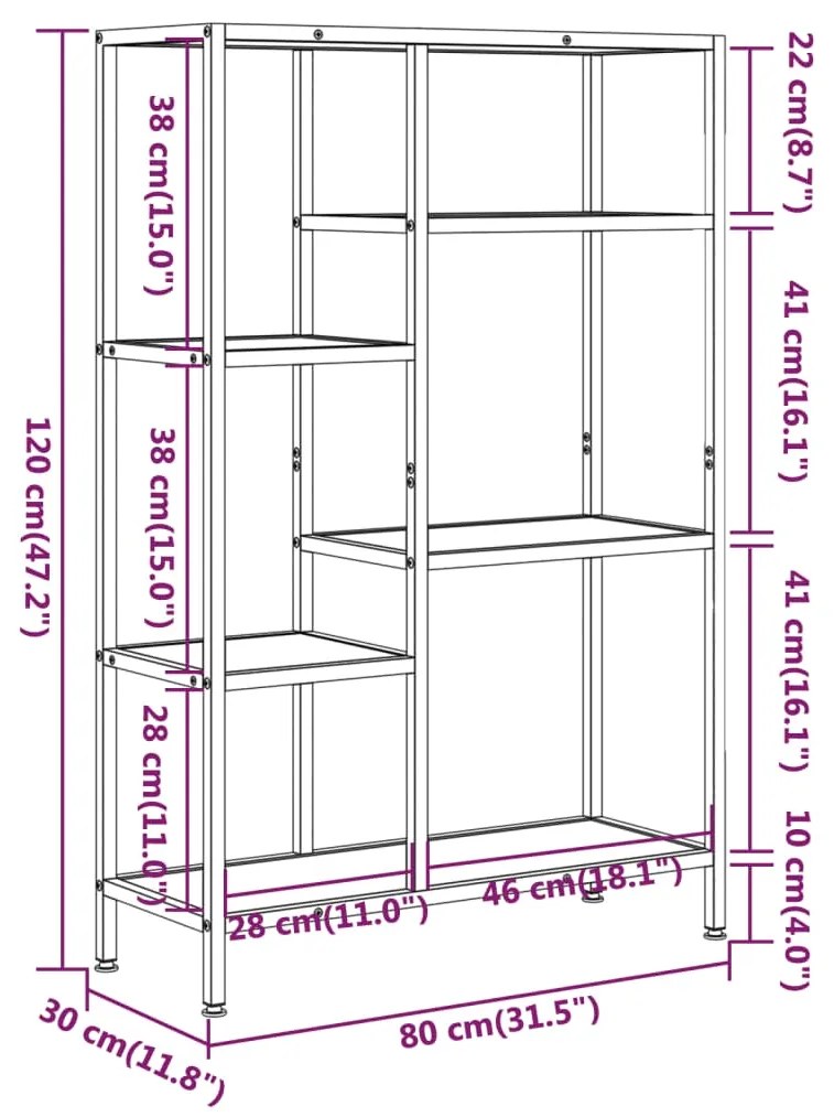 vidaXL Βιβλιοθήκη 80 x 30 x 120 εκ. από Ατσάλι και Επεξεργασμένο Ξύλο