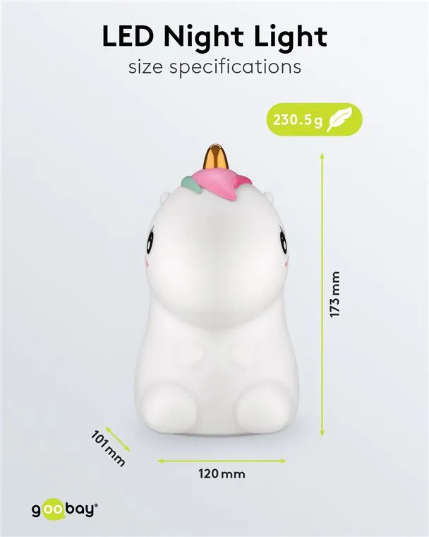 GOOBAY LED φωτιστικό νυκτός μονόκερος 61649, RGB, επαναφορτιζόμενο, λευκό