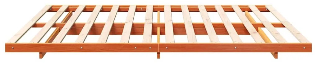 vidaXL Κρεβάτι δαπέδου Καφέ κεριού 200 x 220 cm Μασίφ ξύλο πεύκου