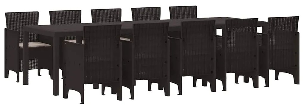 vidaXL Σέτ φαγητού για κήπο 11 pcs Καφέ και Ταπεί Πολυ ράταν